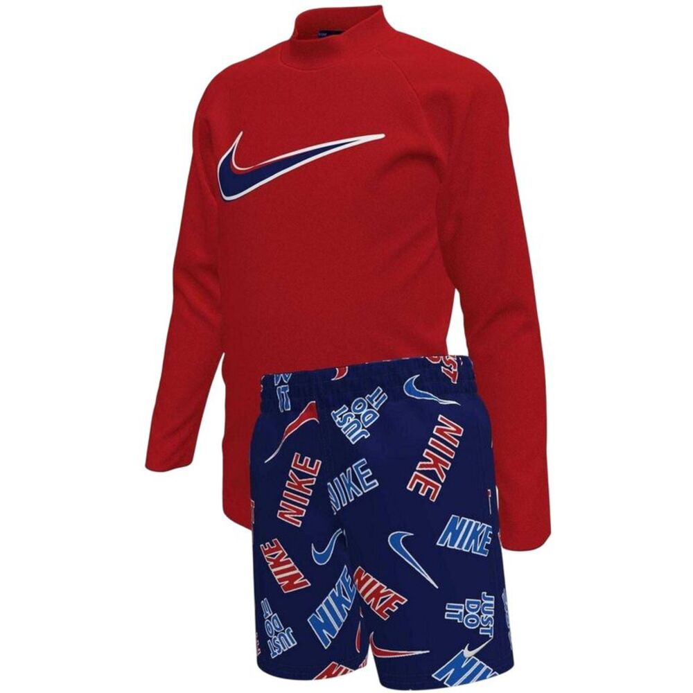 Nike Boys Logofetti Bathing Suits Set / Blue/Red